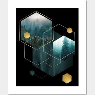 Forest cube gold Posters and Art